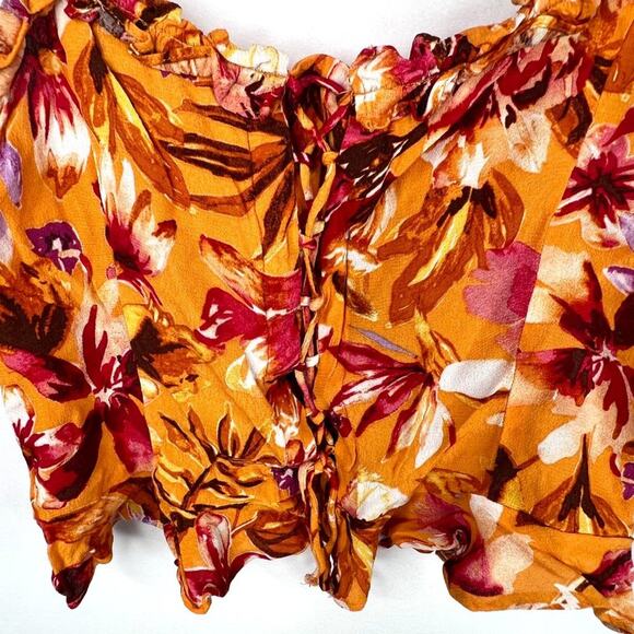 H&M Tropical Floral Ruffle Crop Top XS - Picture 5 of 10